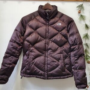 The North Face 550 Brown Quilted Down Puffer Jacket